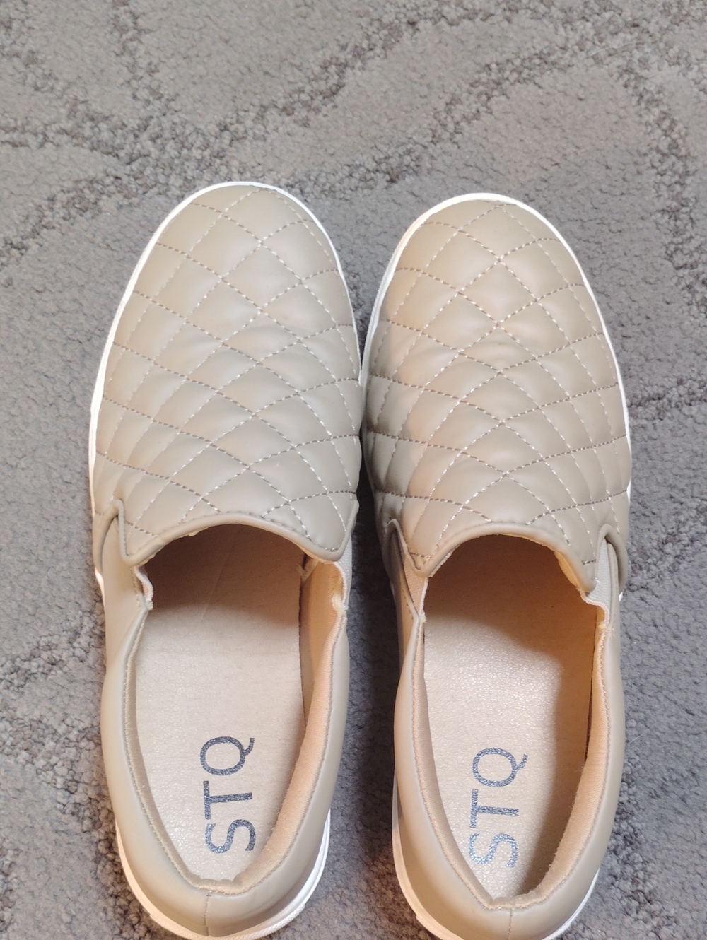 STQ Quilted Slip-On Mules in Light Beige